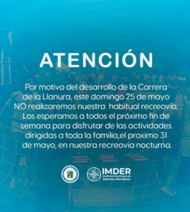 CANCELADA RECREOVIA DEL 25 DE MAYO