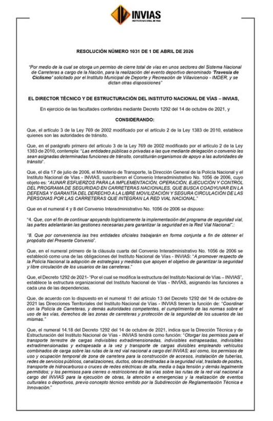 ATENCIÓN Todo está listo para la Travesía Ciclística Bogotá – Villavicencio 2026.